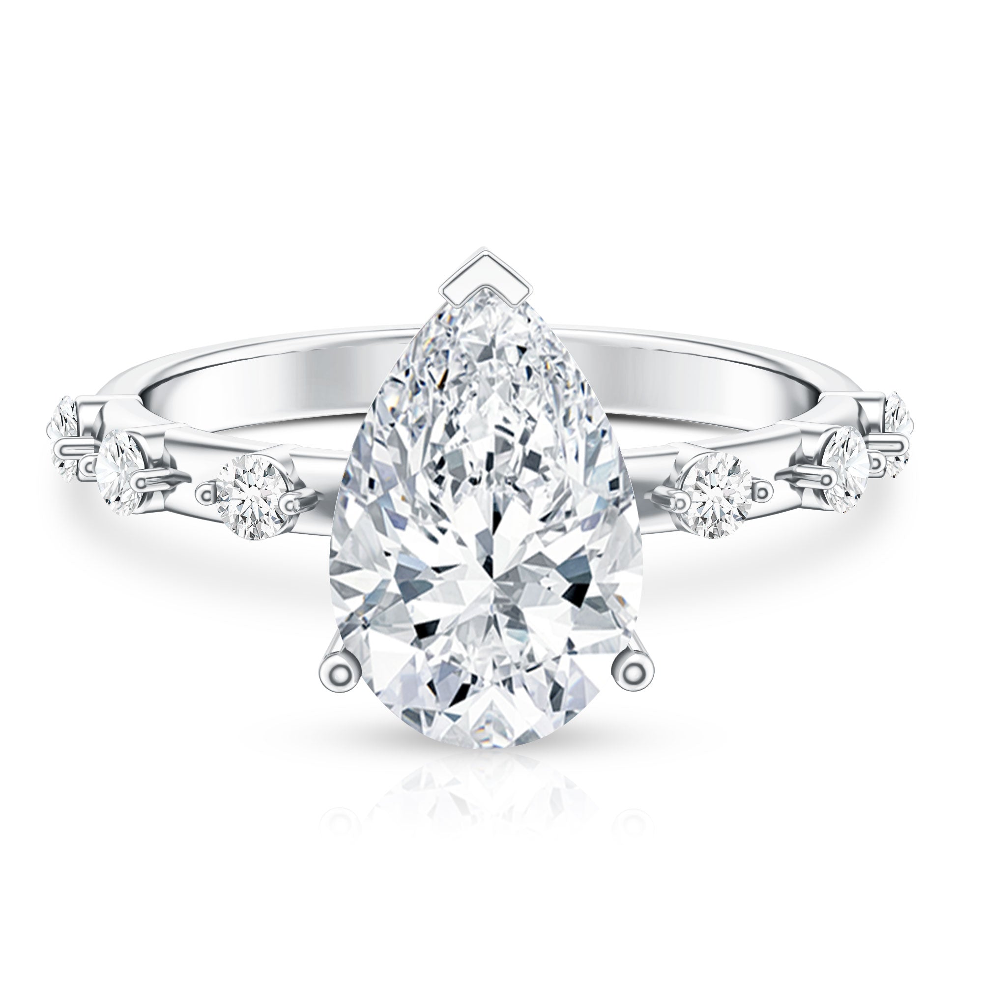 Rosec Jewels-3 Carat Lab Grown Pear Shaped Diamond Solitaire Engagement Ring with IGI Certificate