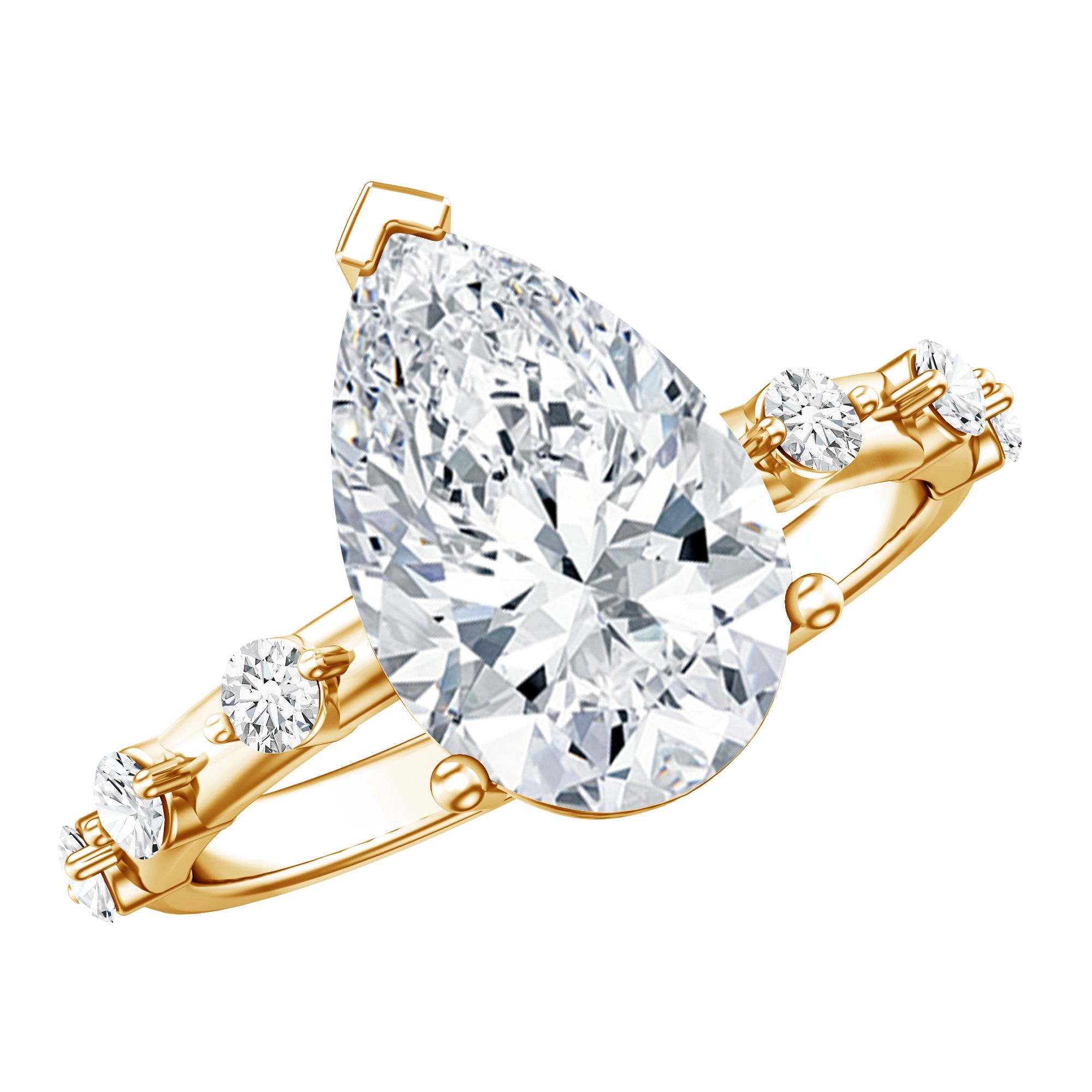 Rosec Jewels-3 Carat Lab Grown Pear Shaped Diamond Solitaire Engagement Ring with IGI Certificate