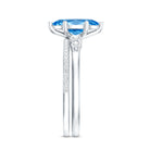1 Carat Marquise Cut Lab Grown Blue Diamond Solitaire Wedding Ring Set with IGI Certificate Vivid Blue - VS1 - Rosec Jewels