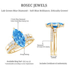 IGI Certified Lab Grown Blue Diamond Marquise Bridal Ring Set 2 Carat Vivid Blue - VS1 - Rosec Jewels