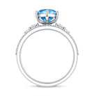IGI Certified Marquise Cut Lab Grown 3 Carat Blue Diamond Engagement Ring with Enhancer Vivid Blue - VS1 - Rosec Jewels