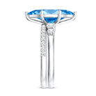 IGI Certified Marquise Cut Lab Grown 3 Carat Blue Diamond Engagement Ring with Enhancer Vivid Blue - VS1 - Rosec Jewels