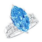 Huge 4 Carat Lab Grown Blue Diamond Solitaire Bridal Ring Set with IGI Certificate Vivid Blue - VS1 - Rosec Jewels