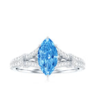 IGI Certified 1 Carat Lab Grown Blue Diamond Engagement Ring with Split Shank Vivid Blue - VS1 - Rosec Jewels