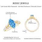 IGI Certified 1 Carat Lab Grown Blue Diamond Engagement Ring with Split Shank Vivid Blue - VS1 - Rosec Jewels