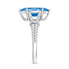 IGI Certified Marquise Cut Lab Grown Blue Diamond 2 Carat Engagement Ring with Split Shank Vivid Blue - VS1 - Rosec Jewels