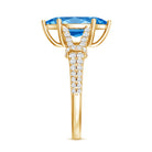 IGI Certified Marquise Cut Lab Grown Blue Diamond 2 Carat Engagement Ring with Split Shank Vivid Blue - VS1 - Rosec Jewels