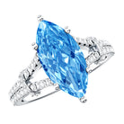 Rosec Jewels-IGI Certified 3 Carat Blue Lab Grown Diamond Marquise Engagement Ring with Split Shank