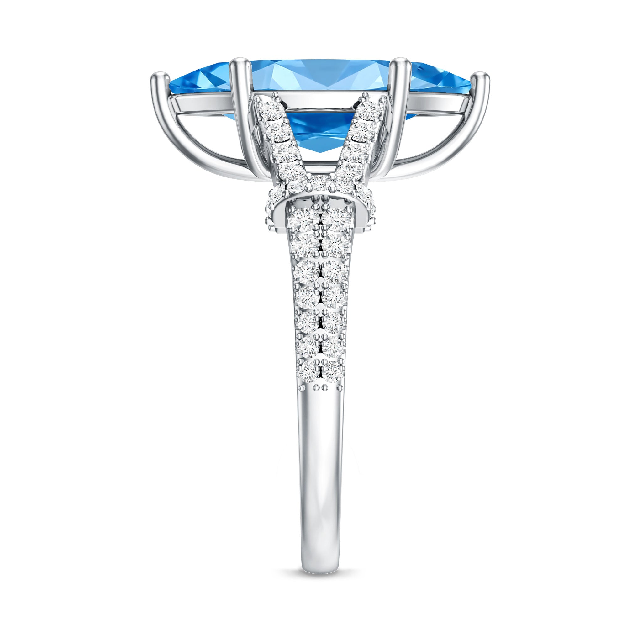 Rosec Jewels-IGI Certified 3 Carat Blue Lab Grown Diamond Marquise Engagement Ring with Split Shank