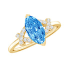 Rosec Jewels-1 Carat Marquise Cut Lab Grown Blue Diamond Statement Ring with IGI Certificate