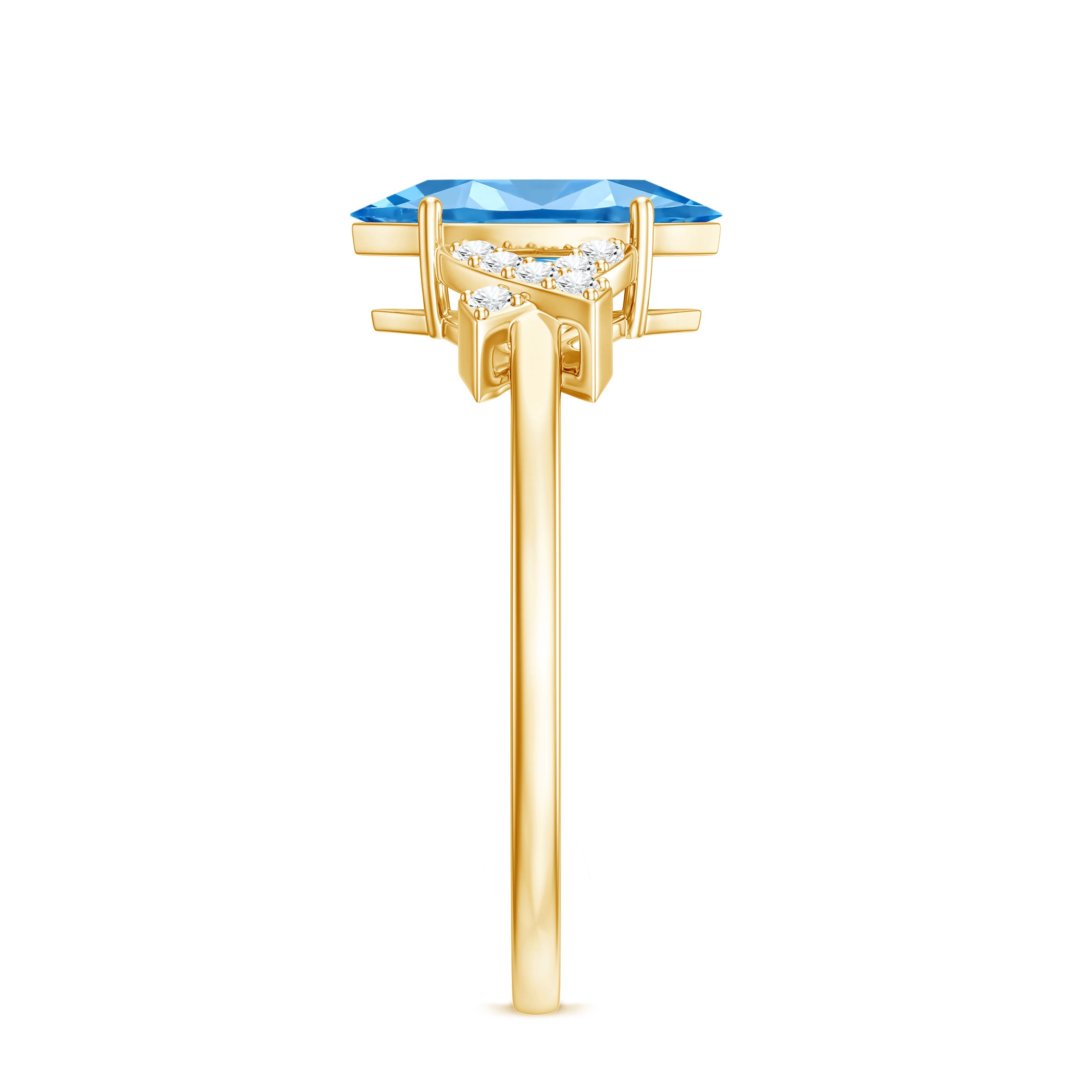 Rosec Jewels-1 Carat Marquise Cut Lab Grown Blue Diamond Statement Ring with IGI Certificate