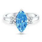 2 Carat Solitaire Lab Grown Blue Diamond Marquise Engagement Ring IGI Certified Vivid Blue - VS1 - Rosec Jewels