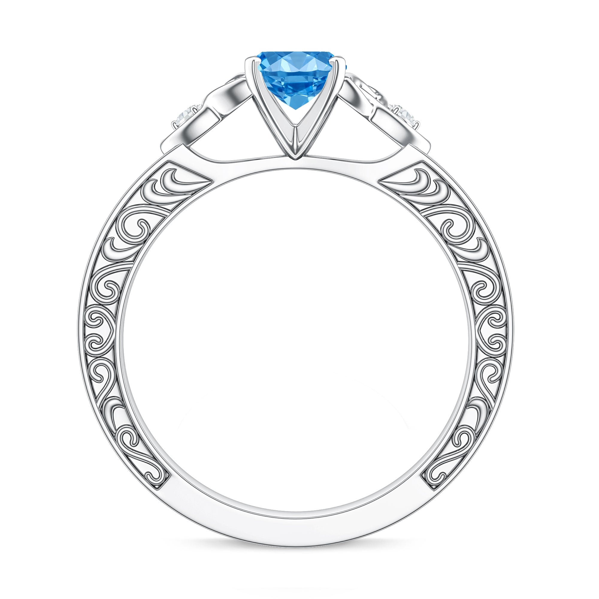 Rosec Jewels-IGI Certified Vintage Looking 1 Carat Lab Blue Diamond Knot Engagement Ring
