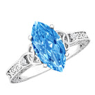 Rosec Jewels-Vintage Inspired 2 Carat Marquise Lab Grown Blue Diamond Celtic Engagement Ring IGI Certified
