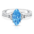 Rosec Jewels-Vintage Inspired 2 Carat Marquise Lab Grown Blue Diamond Celtic Engagement Ring IGI Certified