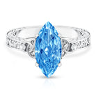 Rosec Jewels-IGI Certified Vintage Celtic Engagement Ring with 3 Carat Marquise Lab Grown Blue Diamond