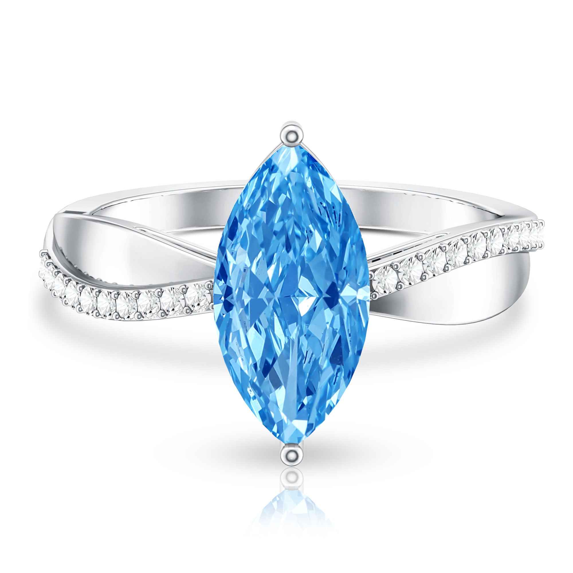 Rosec Jewels-2 Carat Lab Grown Blue Diamond Marquise Cut Engagement Ring with IGI Certificate