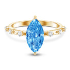 Lab Grown 2 Carat Blue Diamond Marquise Cut Engagement Ring with IGI Certificate Vivid Blue - VS1 - Rosec Jewels
