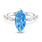 IGI Certified 3 Carat Lab Grown Blue Diamond Marquise Engagement Ring with Spaced Accent Vivid Blue - VS1 - Rosec Jewels