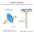 IGI Certified 3 Carat Lab Grown Blue Diamond Marquise Engagement Ring with Spaced Accent Vivid Blue - VS1 - Rosec Jewels