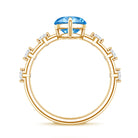 IGI Certified 3 Carat Lab Grown Blue Diamond Marquise Engagement Ring with Spaced Accent Vivid Blue - VS1 - Rosec Jewels