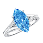 IGI Certified 2 Carat Lab Grown Blue Diamond Split Shank Engagement Ring Vivid Blue - VS1 - Rosec Jewels