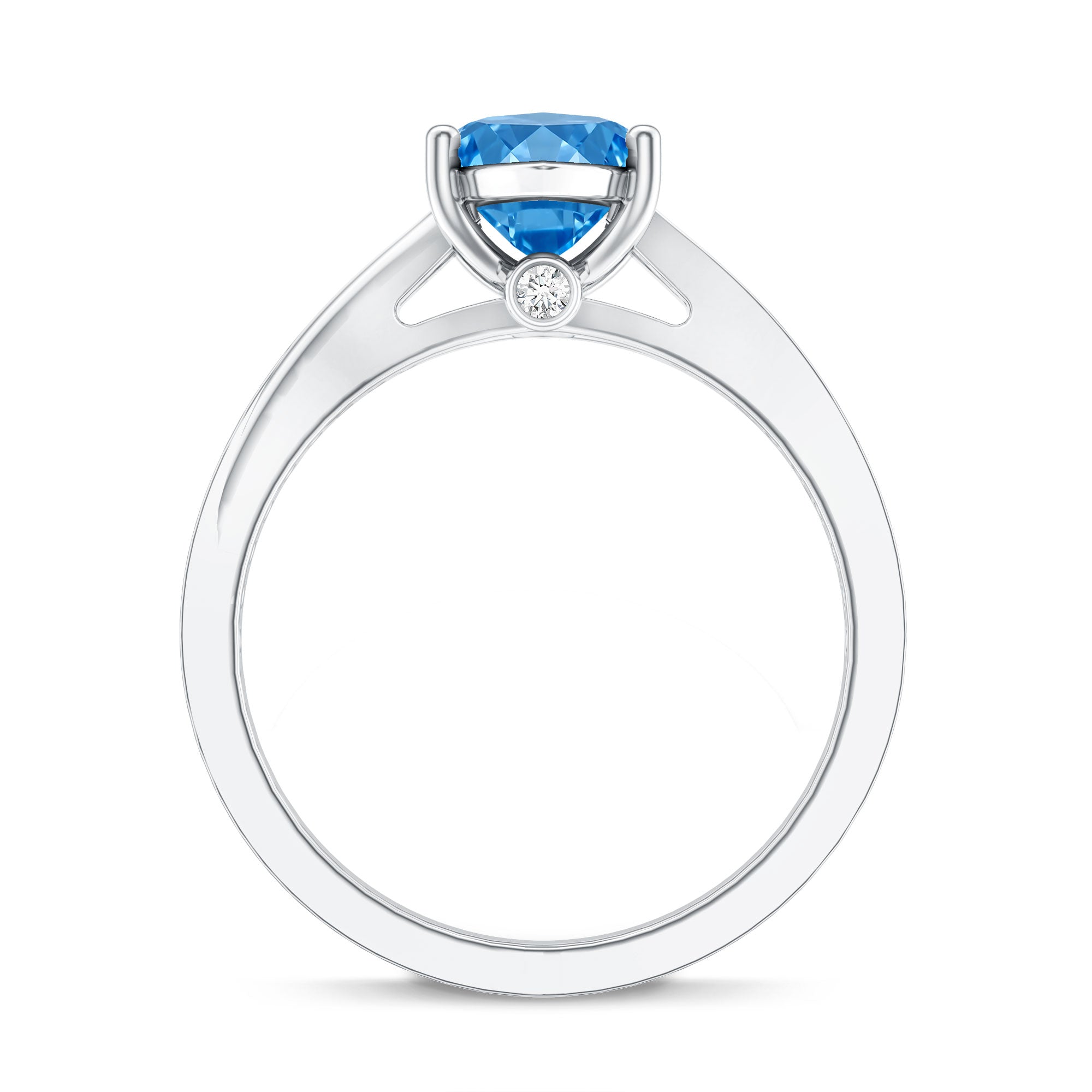 IGI Certified 2 Carat Lab Grown Blue Diamond Split Shank Engagement Ring Vivid Blue - VS1 - Rosec Jewels