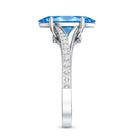 IGI Certified 2 Carat Lab Grown Blue Diamond Split Shank Engagement Ring Vivid Blue - VS1 - Rosec Jewels