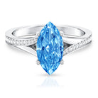 IGI Certified 2 Carat Lab Grown Blue Diamond Split Shank Engagement Ring Vivid Blue - VS1 - Rosec Jewels