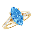 IGI Certified 2 Carat Lab Grown Blue Diamond Split Shank Engagement Ring Vivid Blue - VS1 - Rosec Jewels