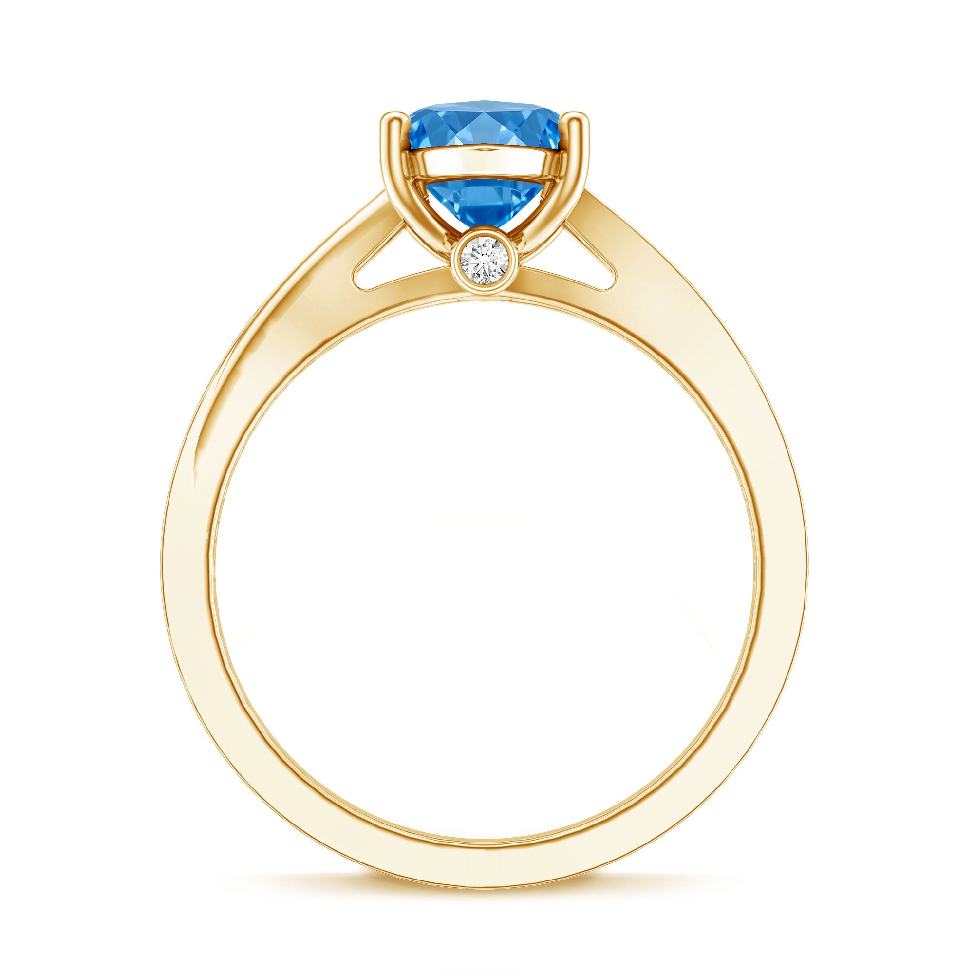 IGI Certified 2 Carat Lab Grown Blue Diamond Split Shank Engagement Ring Vivid Blue - VS1 - Rosec Jewels