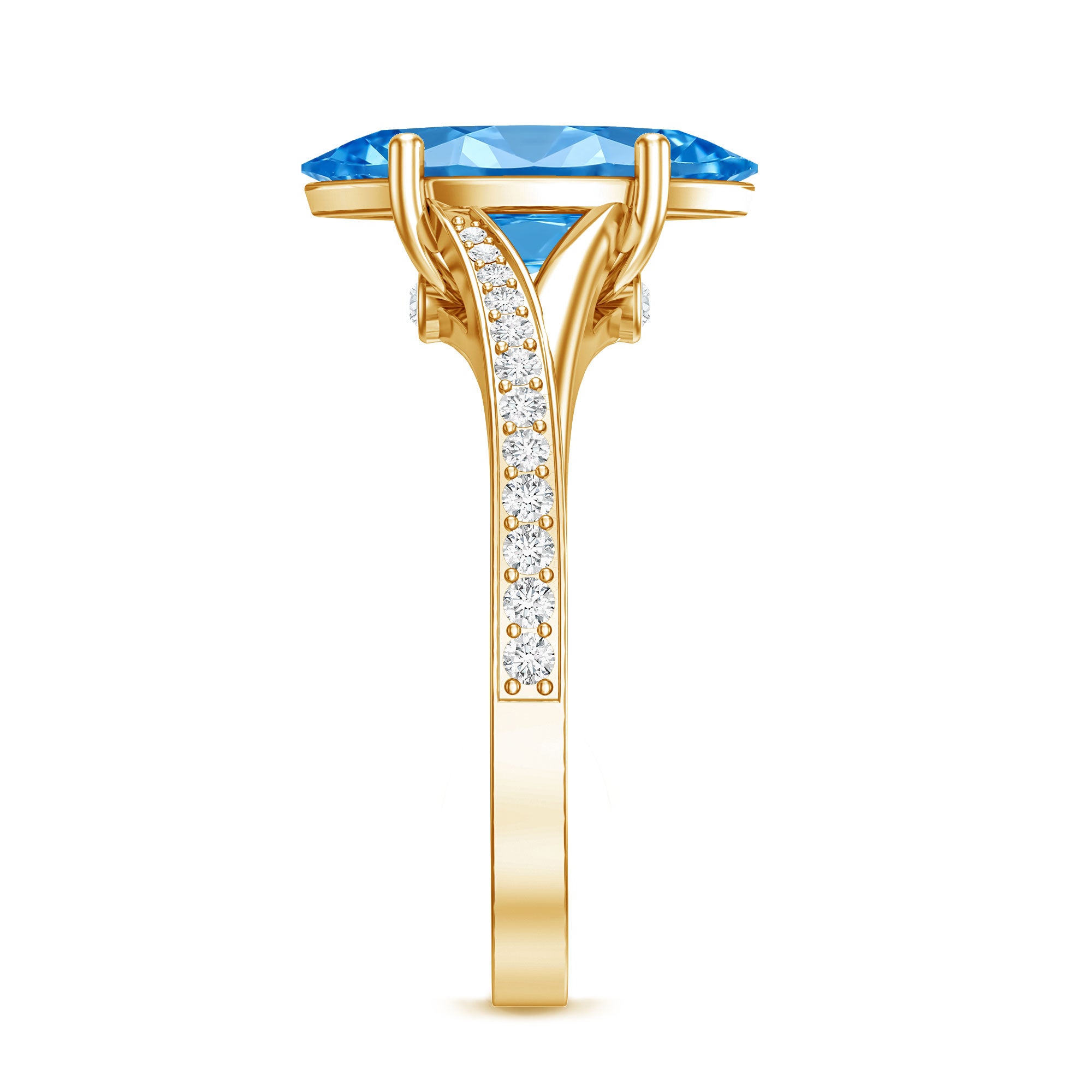 IGI Certified 2 Carat Lab Grown Blue Diamond Split Shank Engagement Ring Vivid Blue - VS1 - Rosec Jewels