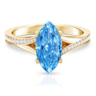 IGI Certified 2 Carat Lab Grown Blue Diamond Split Shank Engagement Ring Vivid Blue - VS1 - Rosec Jewels