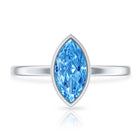 Rosec Jewels-IGI Certified Marquise Cut Lab Grown Blue Diamond 1 Carat Engagement Ring in Bezel Setting