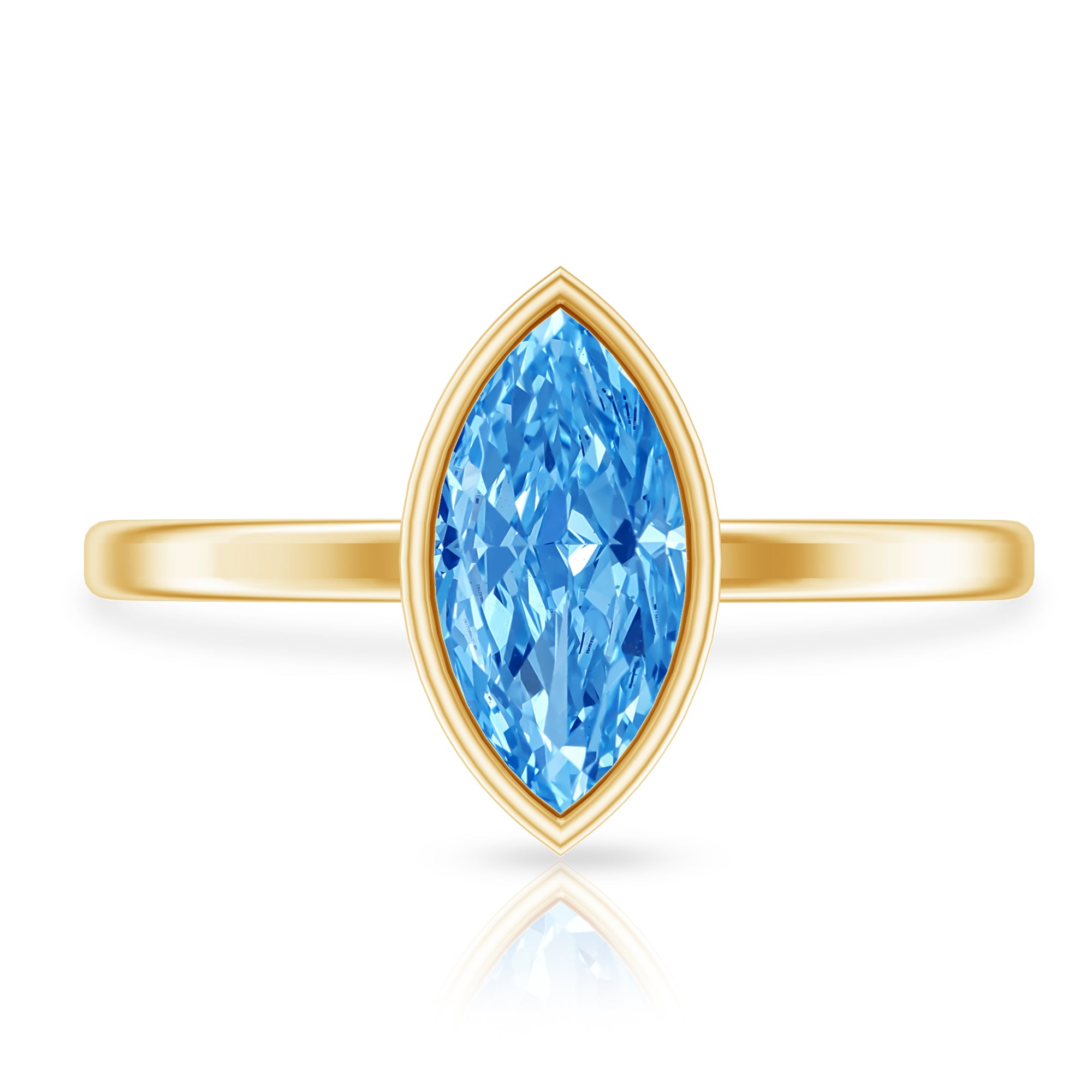 Rosec Jewels-IGI Certified Marquise Cut Lab Grown Blue Diamond 1 Carat Engagement Ring in Bezel Setting