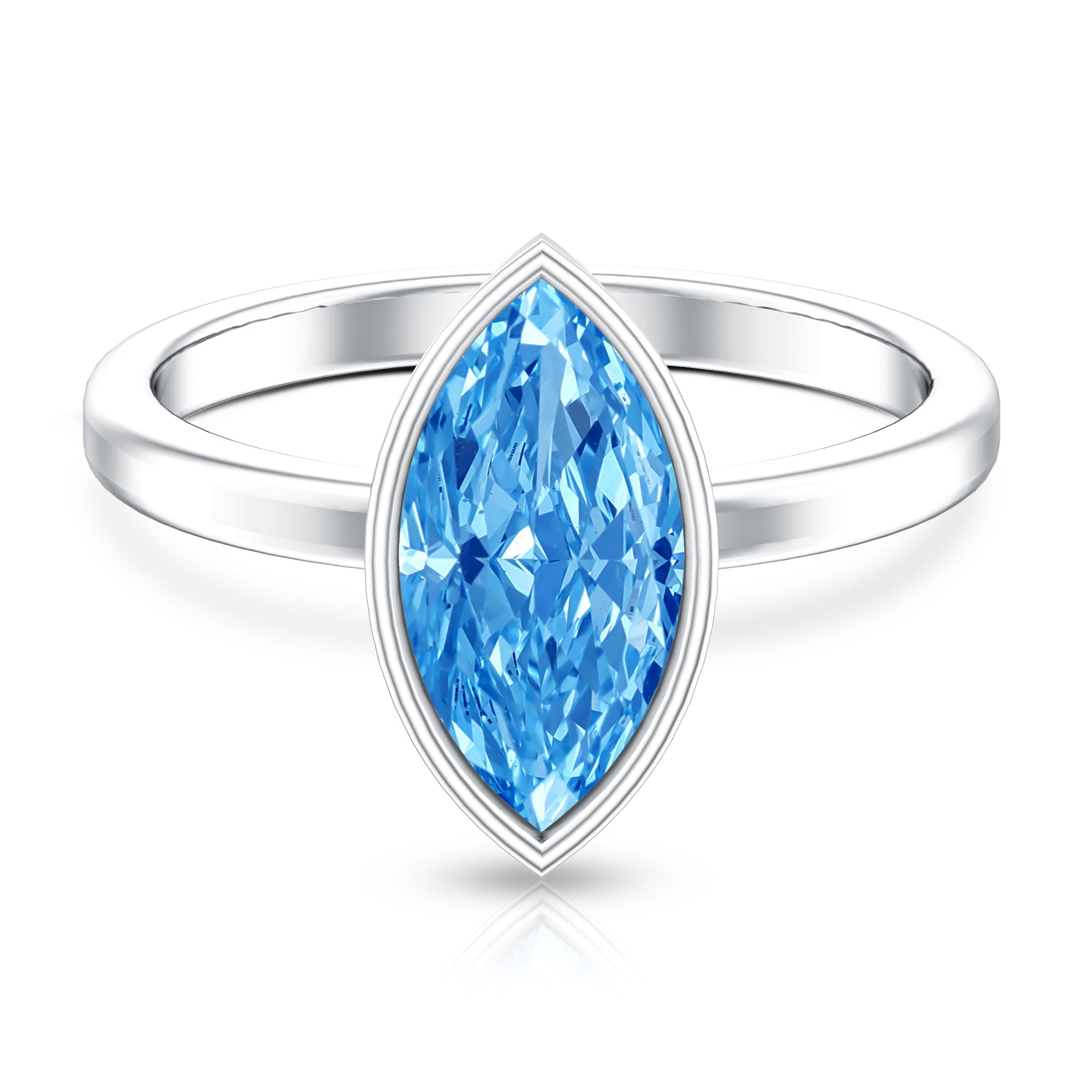 Rosec Jewels-2 Carat Lab Grown Blue Diamond Marquise Solitaire Engagement Ring IGI Certified