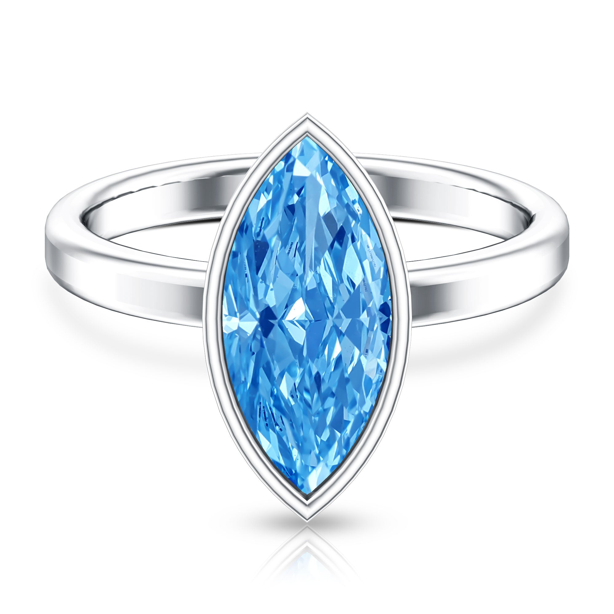 Rosec Jewels-IGI Certified Bezel Set Lab Grown Blue Diamond Marquise Engagement Ring 3 Carat