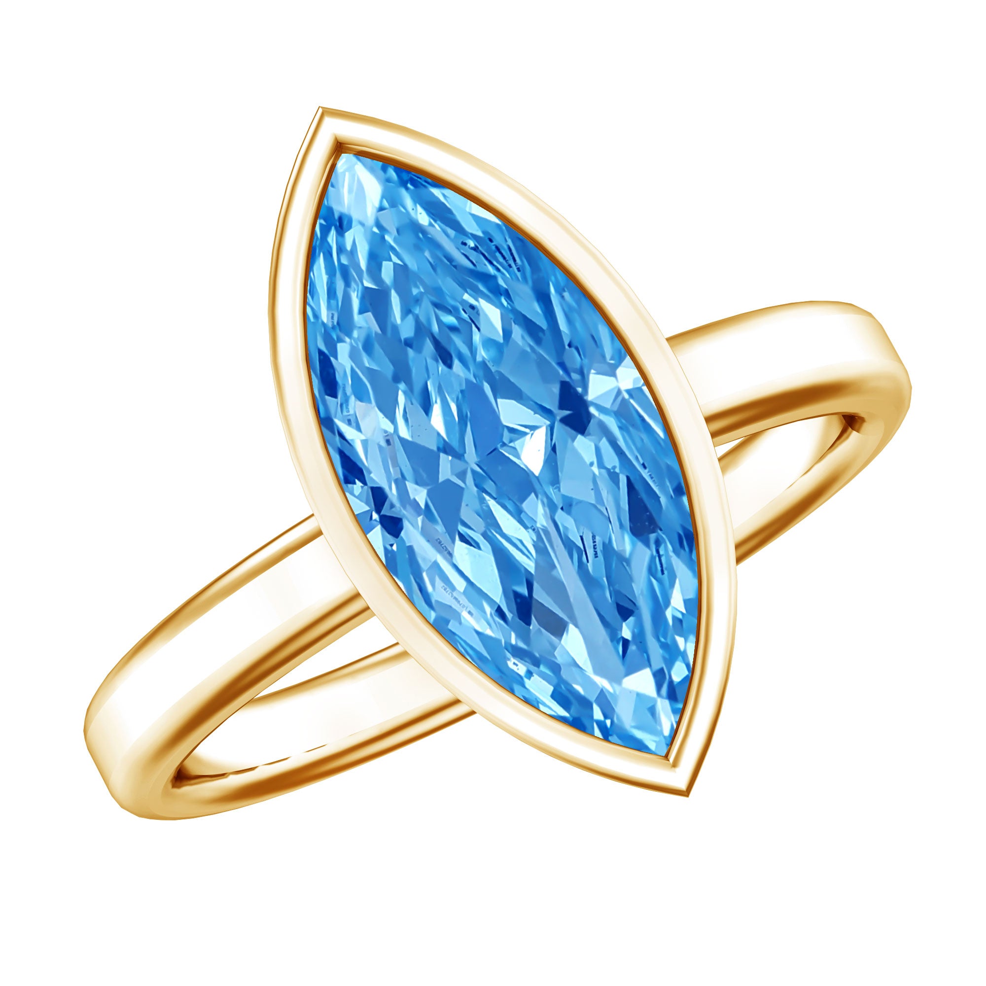 Rosec Jewels-IGI Certified Bezel Set Lab Grown Blue Diamond Marquise Engagement Ring 3 Carat