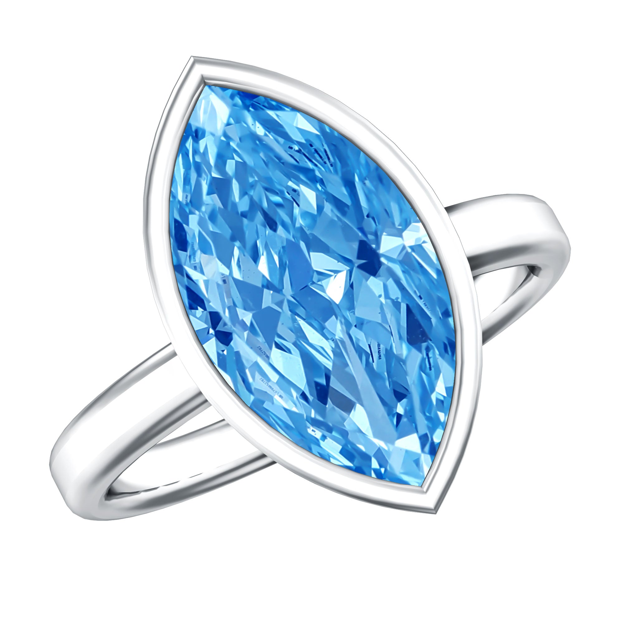 Rosec Jewels-Big 4 Carat Lab Grown Blue Diamond Marquise Cut Engagement Ring IGI Certified