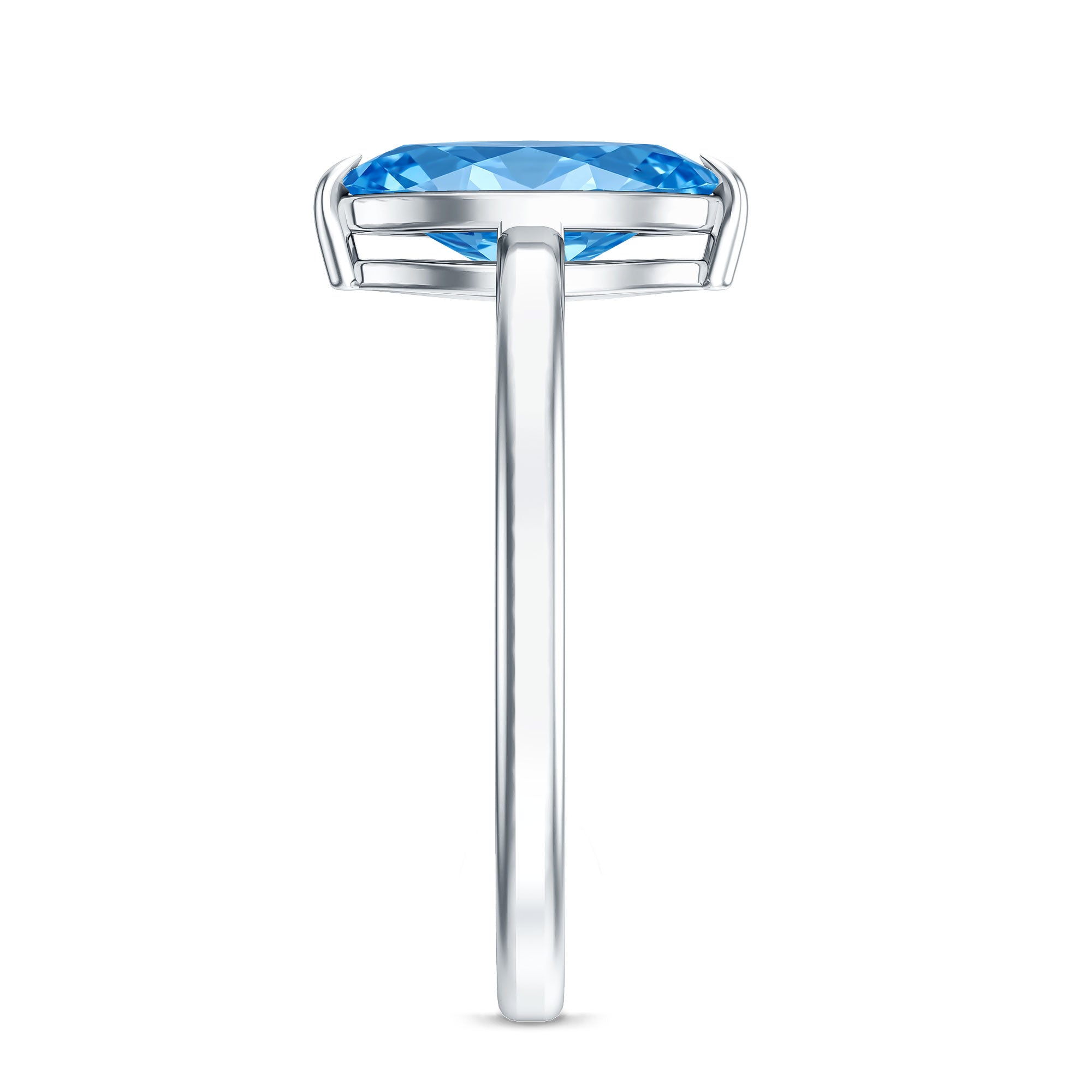 Rosec Jewels-Solitaire 1 Carat Marquise Cut Lab Grown Blue Diamond Engagement Ring with IGI Certificate