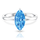 2 Carat Marquise Cut Engagement Ring with IGI Certified Lab Grown Blue Diamond Vivid Blue - VS1 - Rosec Jewels