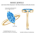 2 Carat Marquise Cut Engagement Ring with IGI Certified Lab Grown Blue Diamond Vivid Blue - VS1 - Rosec Jewels