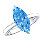 Solitaire 3 Carat Marquise Cut Lab Grown Blue Diamond Engagement Ring IGI Certified Vivid Blue - VS1 - Rosec Jewels