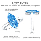 Solitaire 3 Carat Marquise Cut Lab Grown Blue Diamond Engagement Ring IGI Certified Vivid Blue - VS1 - Rosec Jewels