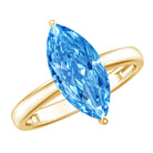 Solitaire 3 Carat Marquise Cut Lab Grown Blue Diamond Engagement Ring IGI Certified Vivid Blue - VS1 - Rosec Jewels