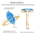 Solitaire 3 Carat Marquise Cut Lab Grown Blue Diamond Engagement Ring IGI Certified Vivid Blue - VS1 - Rosec Jewels