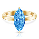 Solitaire 3 Carat Marquise Cut Lab Grown Blue Diamond Engagement Ring IGI Certified Vivid Blue - VS1 - Rosec Jewels