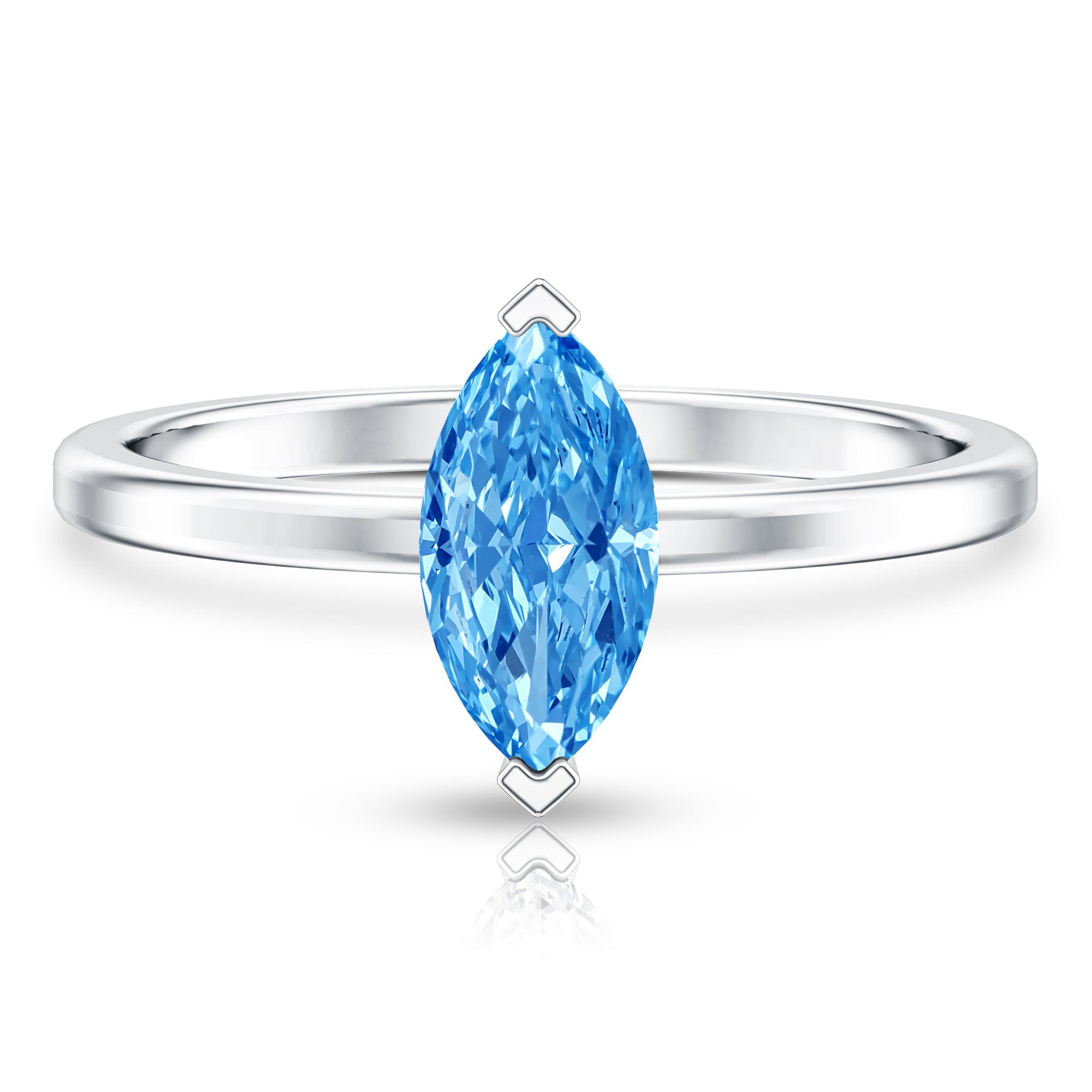 Rosec Jewels-Lab Grown 1 Carat Blue Diamond Solitaire Marquise Engagement Ring with IGI Certificate