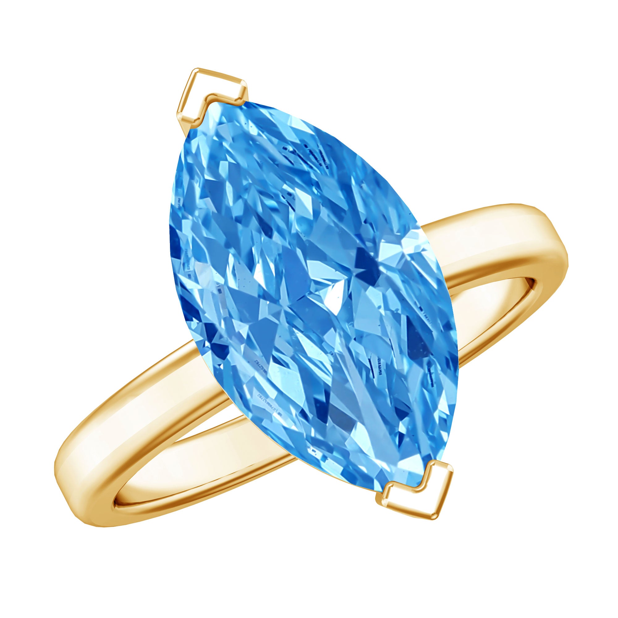 Rosec Jewels-Marquise Lab Grown Blue Diamond 2 Carat Solitaire Engagement Ring IGI Certified