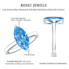 IGI Certified 4 Carat Engagement Ring with Solitaire Marquise Cut Lab Grown Blue Diamond Vivid Blue - VS1 - Rosec Jewels